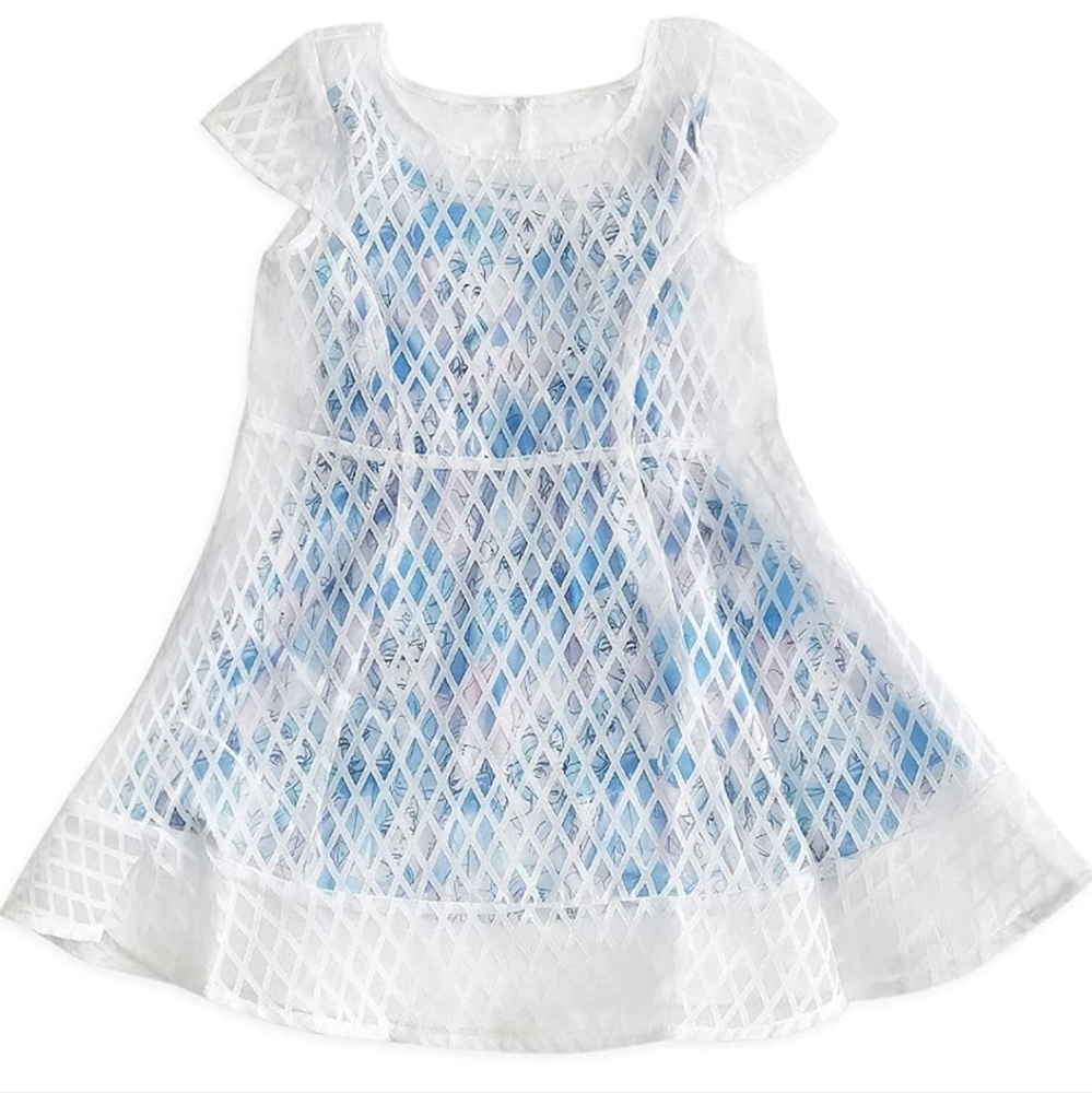 Disney Frozen sheer white capped sleeve dress overlay